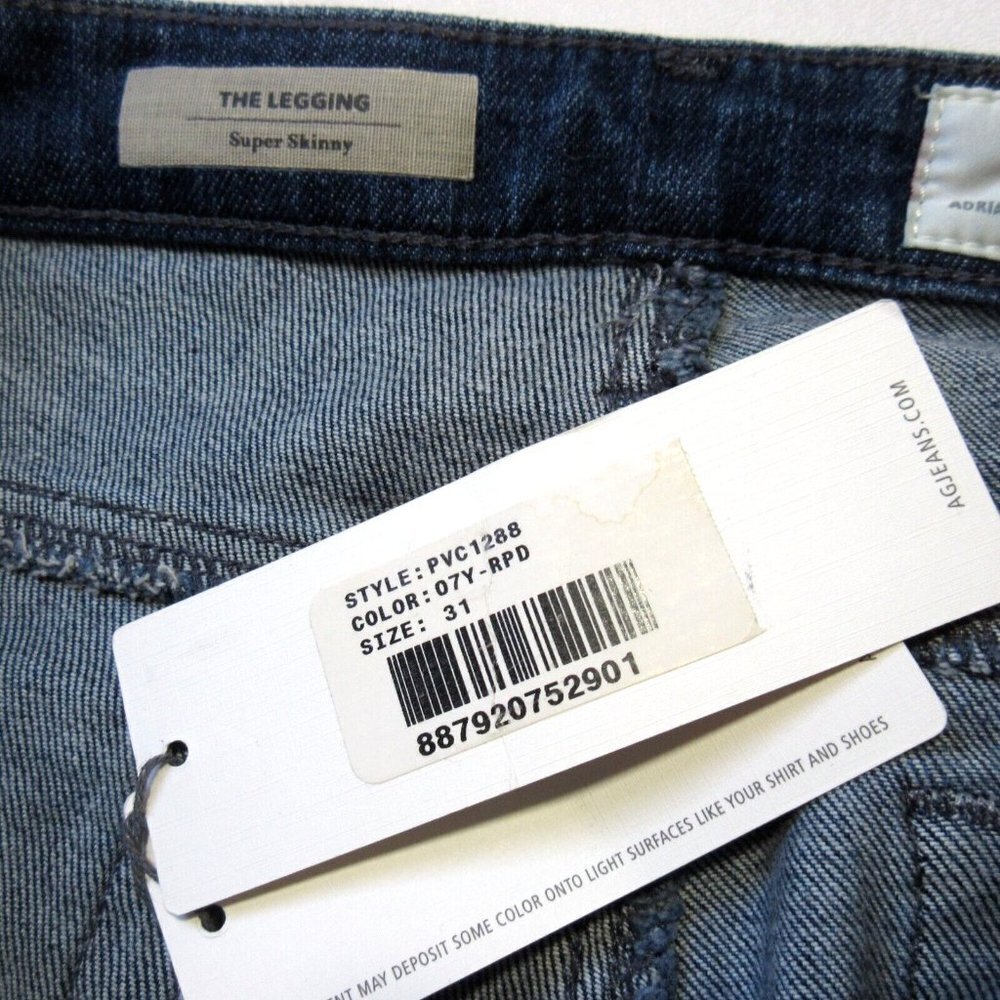 NWT Adriano Goldschmied AG The Legging in 17 Year Ripped Stretch Skinny Jeans 31 - Picture 3 of 6